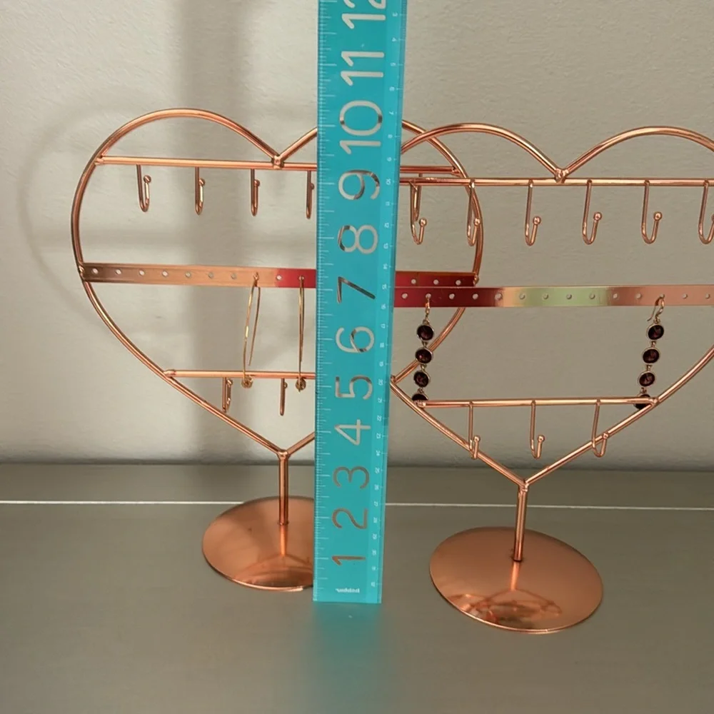 2 Copper Toned Heart Shaped Jewelry Holders